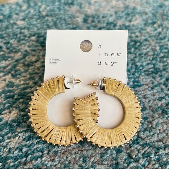 Boho Chic Woven Hoop Statement Earrings - Picture 2 of 4